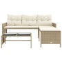 L-förmiges Gartensofa mit beigem PE-Rattantisch und Kissen von , Outdoor-Sofas - Ref: Foro24-365575, Preis: 240,63 €, Rabatt: %