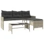 L-shaped garden sofa with table and light gray PE rattan cushions by , Outdoor sofas - Ref: Foro24-365577, Price: 251,28 €, D...
