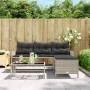 L-shaped garden sofa with table and light gray PE rattan cushions by , Outdoor sofas - Ref: Foro24-365577, Price: 251,28 €, D...