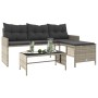 L-förmiges Gartensofa mit Tisch und hellgrauen PE-Rattankissen von , Outdoor-Sofas - Ref: Foro24-365577, Preis: 236,92 €, Rab...