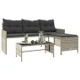 L-shaped garden sofa with table and light gray PE rattan cushions by , Outdoor sofas - Ref: Foro24-365577, Price: 251,28 €, D...