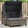 2 seater garden sofa with awning and gray PE rattan stools by , Outdoor sofas - Ref: Foro24-365783, Price: 348,55 €, Discount: %