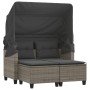 2 seater garden sofa with awning and gray PE rattan stools by , Outdoor sofas - Ref: Foro24-365783, Price: 292,23 €, Discount: %