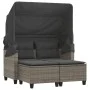 2-Sitzer-Gartensofa mit Markise und grauen PE-Rattanhockern von , Outdoor-Sofas - Ref: Foro24-365783, Preis: 348,55 €, Rabatt: %