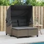 2-Sitzer-Gartensofa mit Markise und grauen PE-Rattanhockern von , Outdoor-Sofas - Ref: Foro24-365783, Preis: 348,55 €, Rabatt: %