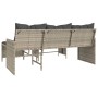 Sofá jardín forma de L con mesa y cojines ratán PE gris claro de , Sofás de exterior - Ref: Foro24-365577, Precio: 236,78 €