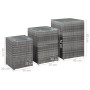 3 Stück Beistelltische Glasoberfläche synthetisches Rattangrau von vidaXL, Seitentische - Ref: Foro24-46985, Preis: 115,34 €,...