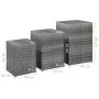 Set of 3 side tables with glass surface and synthetic gray rattan. by vidaXL, Side tables - Ref: Foro24-46985, Price: 113,99 ...