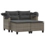 2 seater garden sofa with awning and gray PE rattan stools by , Outdoor sofas - Ref: Foro24-365783, Price: 292,23 €, Discount: %
