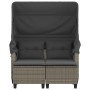 2 seater garden sofa with awning and gray PE rattan stools by , Outdoor sofas - Ref: Foro24-365783, Price: 292,23 €, Discount: %