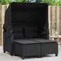 Sofá de jardín 2 plazas con toldo y taburetes ratán PE negro by , Outdoor sofas - Ref: Foro24-365781, Price: 309,58 €, Discou...