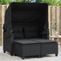 Sofá de jardín 2 plazas con toldo y taburetes ratán PE negro by , Outdoor sofas - Ref: Foro24-365781, Price: 273,07 €, Discou...