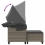 2 seater garden sofa with awning and gray PE rattan stools by , Outdoor sofas - Ref: Foro24-365783, Price: 292,23 €, Discount: %