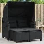 Sofá de jardín 2 plazas con toldo y taburetes ratán PE negro by , Outdoor sofas - Ref: Foro24-365781, Price: 309,58 €, Discou...