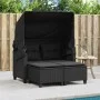 Sofá de jardín 2 plazas con toldo y taburetes ratán PE negro by , Outdoor sofas - Ref: Foro24-365781, Price: 309,58 €, Discou...
