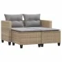 2 seater garden sofa with awning and beige PE rattan stools by , Outdoor sofas - Ref: Foro24-365795, Price: 273,39 €, Discoun...