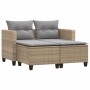 Sofá de jardín 2 plazas con toldo y taburetes ratán PE beige de , Sofás de exterior - Ref: Foro24-365795, Precio: 242,47 €, D...