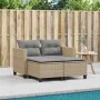 2 seater garden sofa with awning and beige PE rattan stools by , Outdoor sofas - Ref: Foro24-365795, Price: 273,39 €, Discoun...