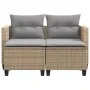2 seater garden sofa with awning and beige PE rattan stools by , Outdoor sofas - Ref: Foro24-365795, Price: 273,39 €, Discoun...