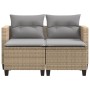 Sofá de jardín 2 plazas con toldo y taburetes ratán PE beige de , Sofás de exterior - Ref: Foro24-365795, Precio: 242,47 €, D...