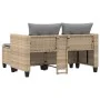 2 seater garden sofa with awning and beige PE rattan stools by , Outdoor sofas - Ref: Foro24-365795, Price: 273,39 €, Discoun...