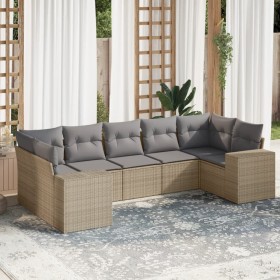 7-piece garden sofa set and beige synthetic rattan cushions by , Garden sets - Ref: Foro24-3222988, Price: 480,09 €, Discount: %