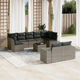 10-teiliges Gartensofa-Set mit grauen synthetischen Rattankissen von , Gartensets - Ref: Foro24-3255367, Preis: 628,37 €, Rab...