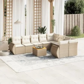 Gartensofa-Set mit beigen Kissen, 10-teilig, synthetisches Rattan von , Gartensets - Ref: Foro24-3257493, Preis: 719,18 €, Ra...