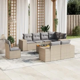 9-teiliges Gartensofa-Set mit beigen synthetischen Rattankissen von , Gartensets - Ref: Foro24-3257872, Preis: 669,21 €, Raba...