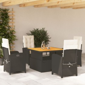 Set de muebles jardín 5 pzas con cojines ratán sintético negro