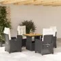 Set de muebles jardín 5 pzas con cojines ratán sintético negro de , Conjuntos de jardín - Ref: Foro24-3277374, Precio: 569,35...