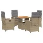 Set comedor de jardín 5 pzas con cojines ratán sintético beige de , Conjuntos de jardín - Ref: Foro24-3277362, Precio: 652,65...