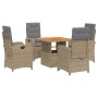 Set comedor de jardín 5 pzas con cojines ratán sintético beige de , Conjuntos de jardín - Ref: Foro24-3277362, Precio: 589,31...