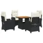 Set de muebles jardín 5 pzas con cojines ratán sintético negro de , Conjuntos de jardín - Ref: Foro24-3277374, Precio: 569,35...