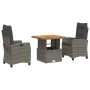 3-piece garden dining set with gray synthetic rattan cushions by , Garden sets - Ref: Foro24-3277397, Price: 416,06 €, Discou...