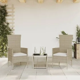 3-piece garden dining set with beige synthetic rattan cushions by , Garden sets - Ref: Foro24-3277589, Price: 191,95 €, Disco...