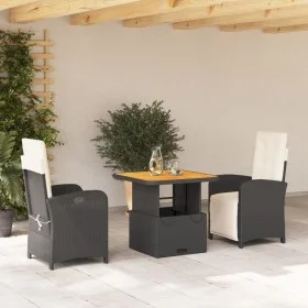 3-piece garden dining set with black synthetic rattan cushions by , Garden sets - Ref: Foro24-3277315, Price: 370,94 €, Disco...