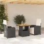Set comedor de jardín 3 pzas con cojines ratán sintético negro de , Conjuntos de jardín - Ref: Foro24-3277315, Precio: 363,36...