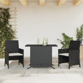 Table and chairs with cushions 3 pieces black synthetic rattan by , Garden sets - Ref: Foro24-365116, Price: 186,44 €, Discou...