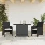 Table and chairs with cushions 3 pieces black synthetic rattan by , Garden sets - Ref: Foro24-365116, Price: 189,99 €, Discou...