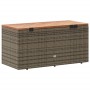 Caja de almacenaje jardín madera acacia ratán gris 110x50x54 cm
