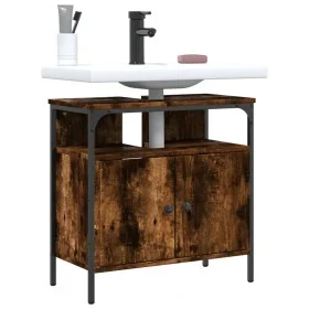 Engineered wood bathroom sink cabinet smoked oak 60x30x60 cm by , Dressing tables - Ref: Foro24-842438, Price: 49,99 €, Disco...