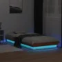 LED bed frame solid pine wood wax brown 100x200cm by , Beds and slatted bases - Ref: Foro24-844412, Price: 100,51 €, Discount: %