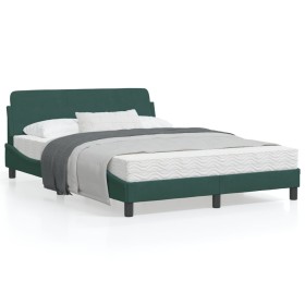 Estructura cama con cabecero terciopelo verde oscuro 140x190 cm de , Camas y somieres - Ref: Foro24-373175, Precio: 153,44 €,...