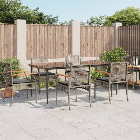 Garten-Essgruppe 7-teilig und graue synthetische Rattankissen von , Gartensets - Ref: Foro24-3213615, Preis: 558,52 €, Rabatt: %
