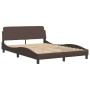 Bettgestell mit Kopfteil aus braunem Kunstleder, 140 x 190 cm von , Betten und Lattenroste - Ref: Foro24-373180, Preis: 176,6...