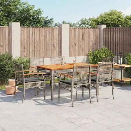Garden dining set 7 pieces and gray synthetic rattan cushions by , Garden sets - Ref: Foro24-3213572, Price: 520,82 €, Discou...