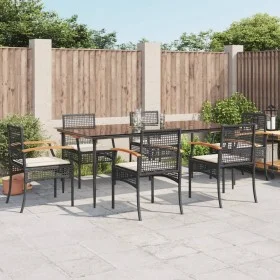 7-piece garden dining set and black synthetic rattan cushions by , Garden sets - Ref: Foro24-3213601, Price: 513,33 €, Discou...