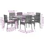 Garden dining set 7 pieces and gray synthetic rattan cushions by , Garden sets - Ref: Foro24-3213572, Price: 520,82 €, Discou...