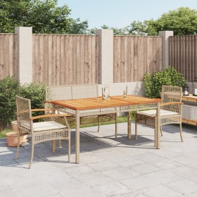 Garten-Essgruppe mit Kissen, 4-teilig, beiges synthetisches Rattan von , Gartensets - Ref: Foro24-3213585, Preis: 346,37 €, R...